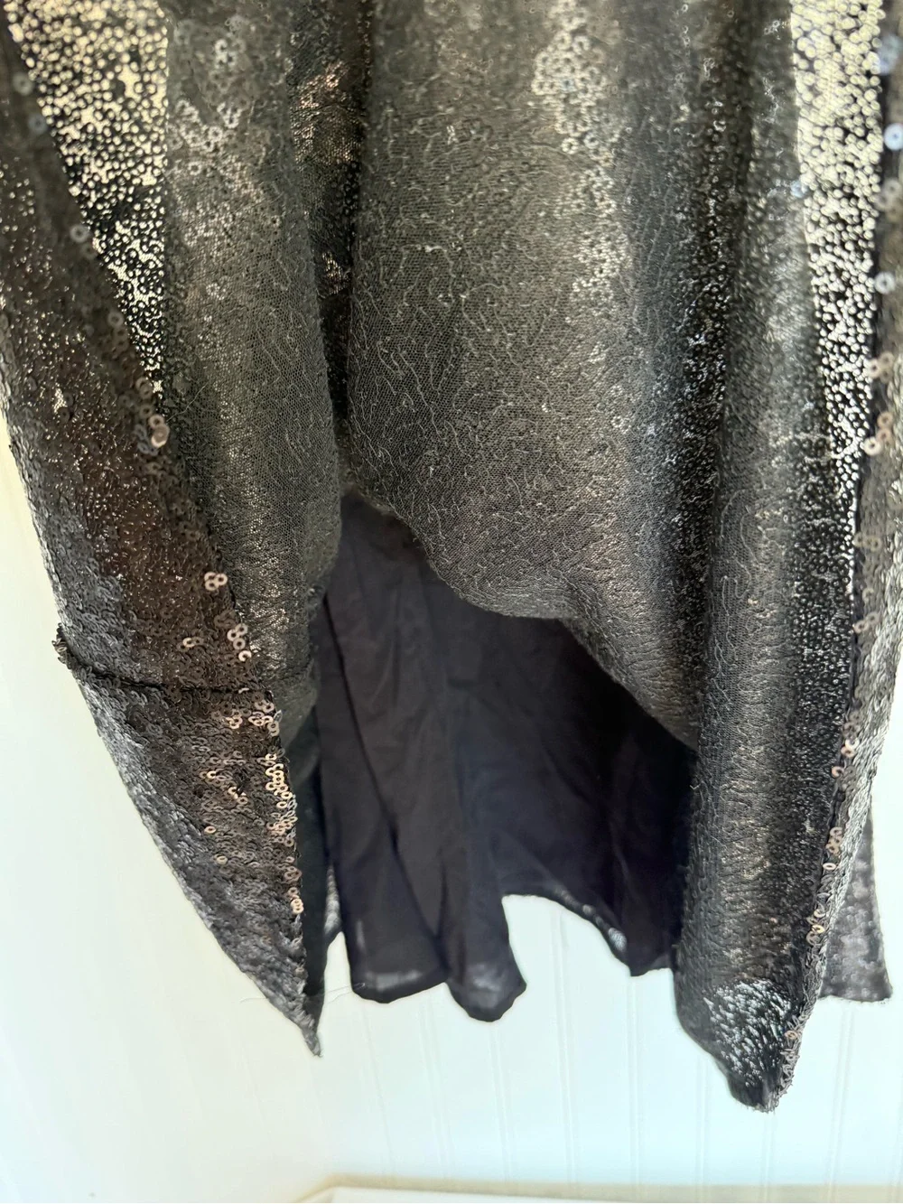 Free People Black Sequin Fit & Flare Mini Dress Open Back Party Cocktail Small